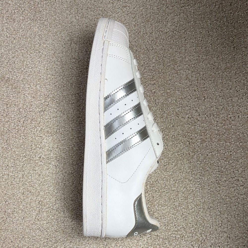 Adidas White and Silver Superstar Sneakers - Picture 5 of 15